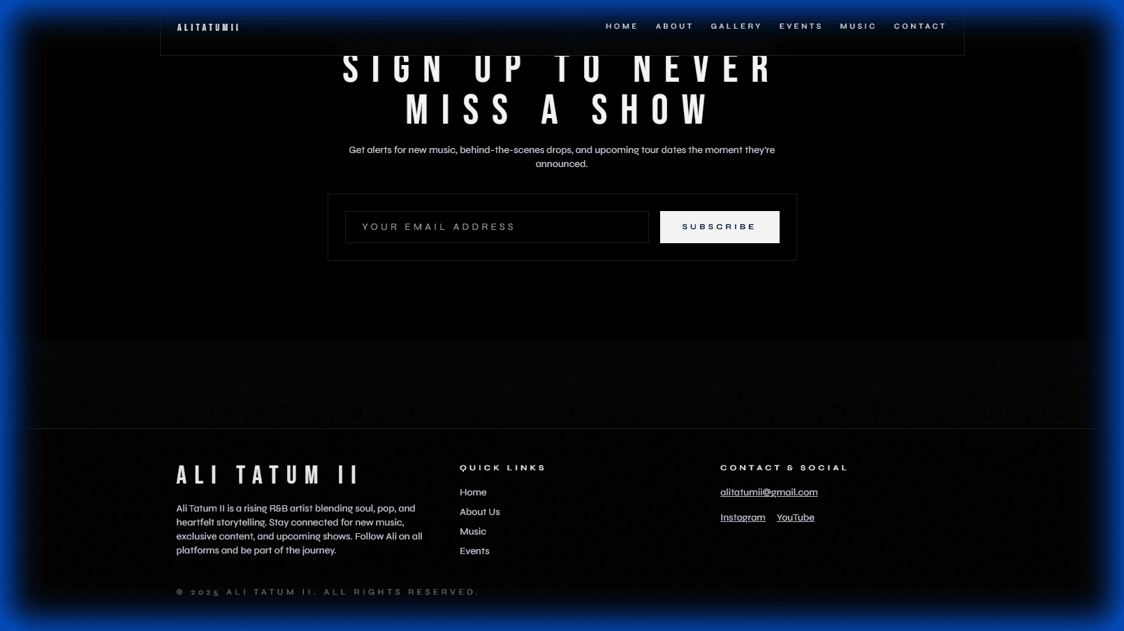 Ali Tatum II website homepage