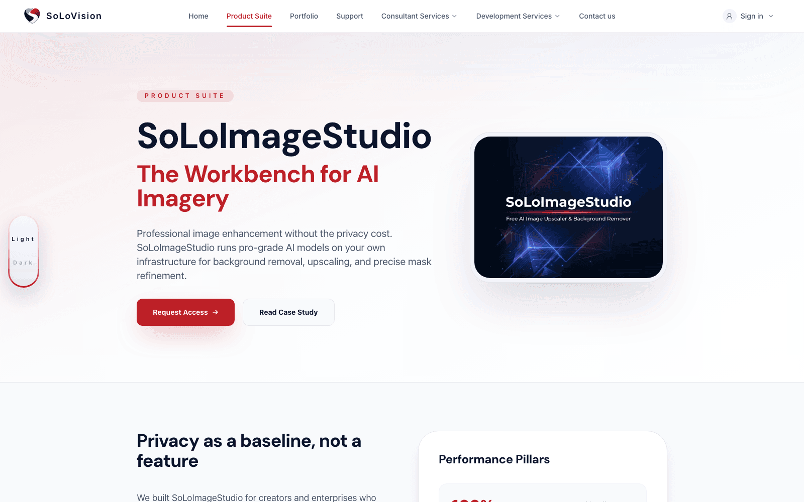 SoLoImageStudio landing page screenshot