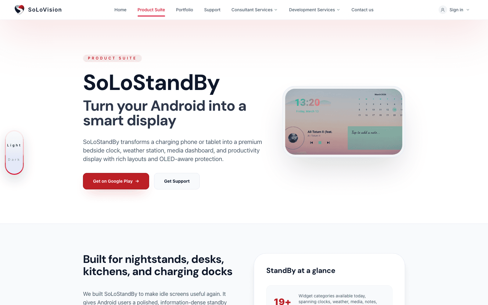 SoLoStandBy landing page screenshot